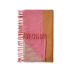 Bomuldsplaid - pink/mustard