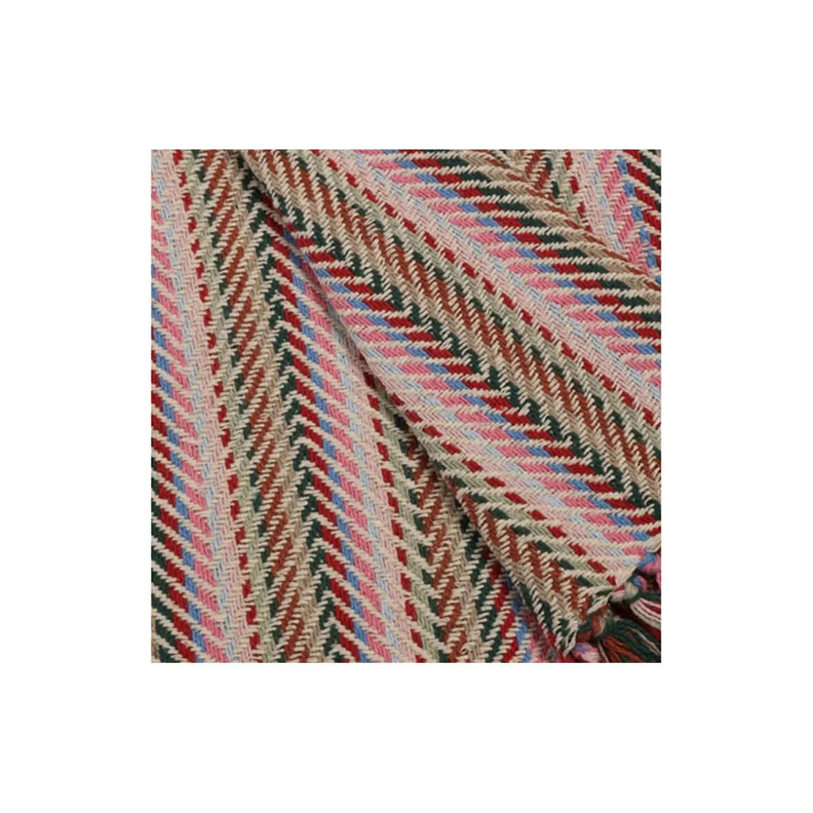 Bomuldsplaid - zigzag - multi