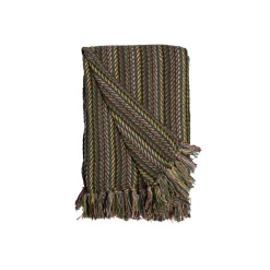Bomuldsplaid - zigzag - olive