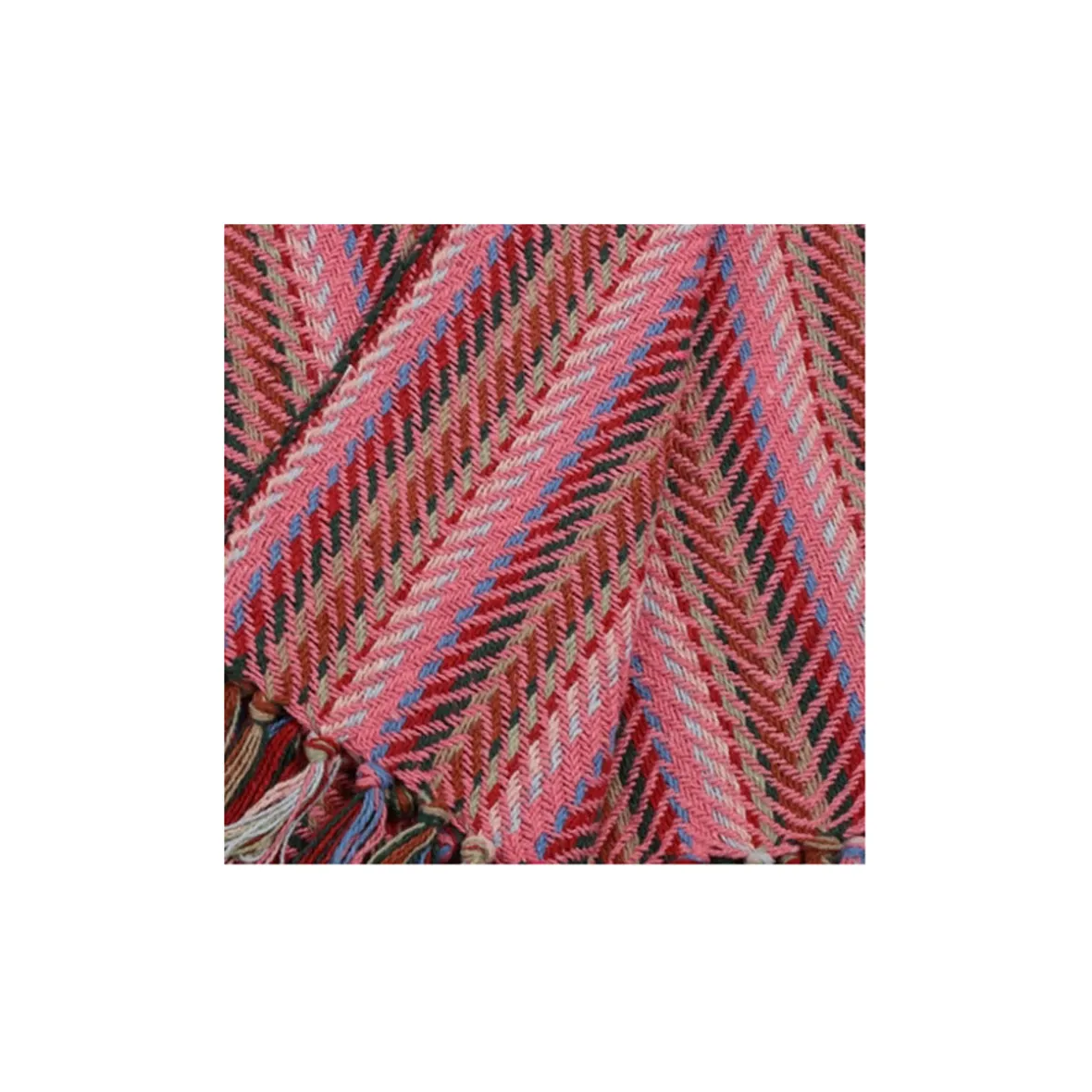 Bomuldsplaid - zigzag - pink/multi