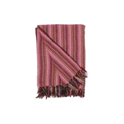 Bomuldsplaid - zigzag - pink/multi