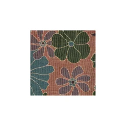 Dobbeltvævet plaid ''Petrol/orange flowers''