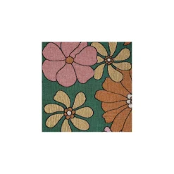 Dobbeltvævet plaid ''Petrol/orange flowers''