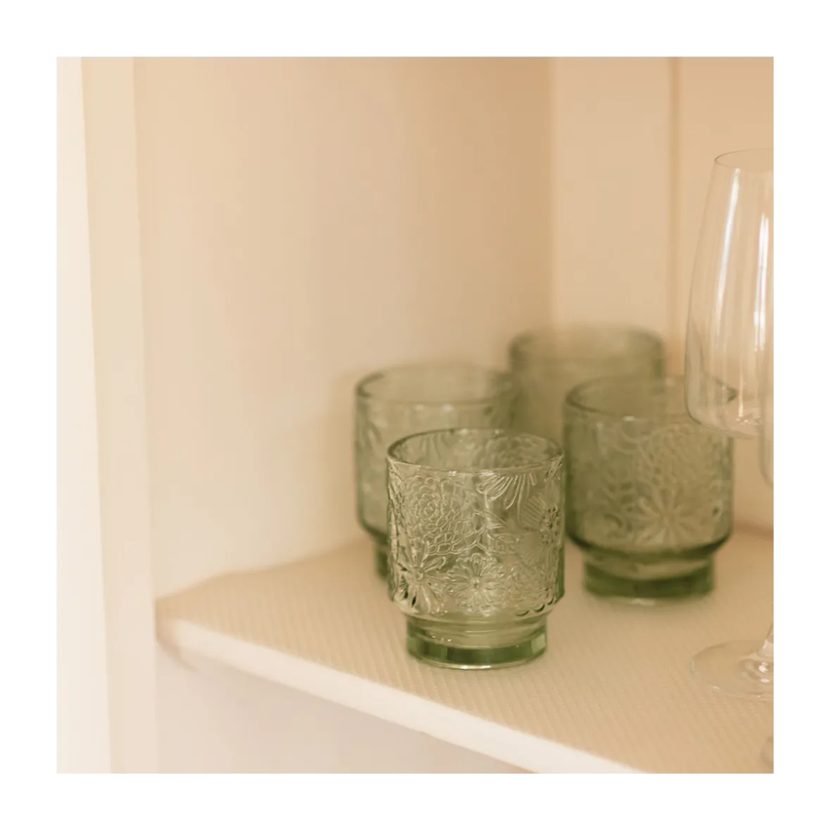 Drikkeglas "Flora" 30 cl. grøn - 4 stk.