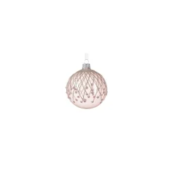 Glaskugle med sølvglimmer - rosa