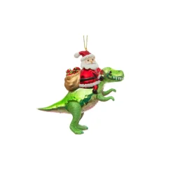 Glasornament - Julemand på dino
