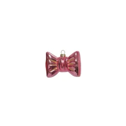 Glasornament mørk pink sløjfe