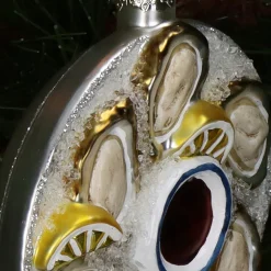 Glasornament - østers tallerken
