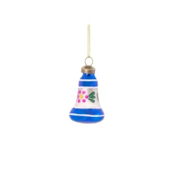 Glasornament - vintage bell - blå