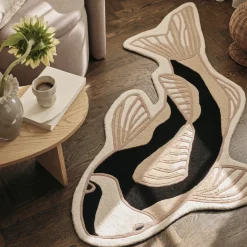 Gulvtæppe ''koi'' - black/beige