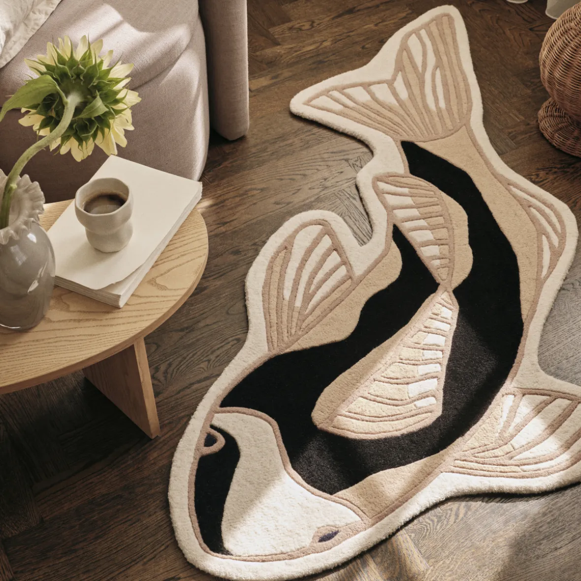 Gulvtæppe ''koi'' - black/beige