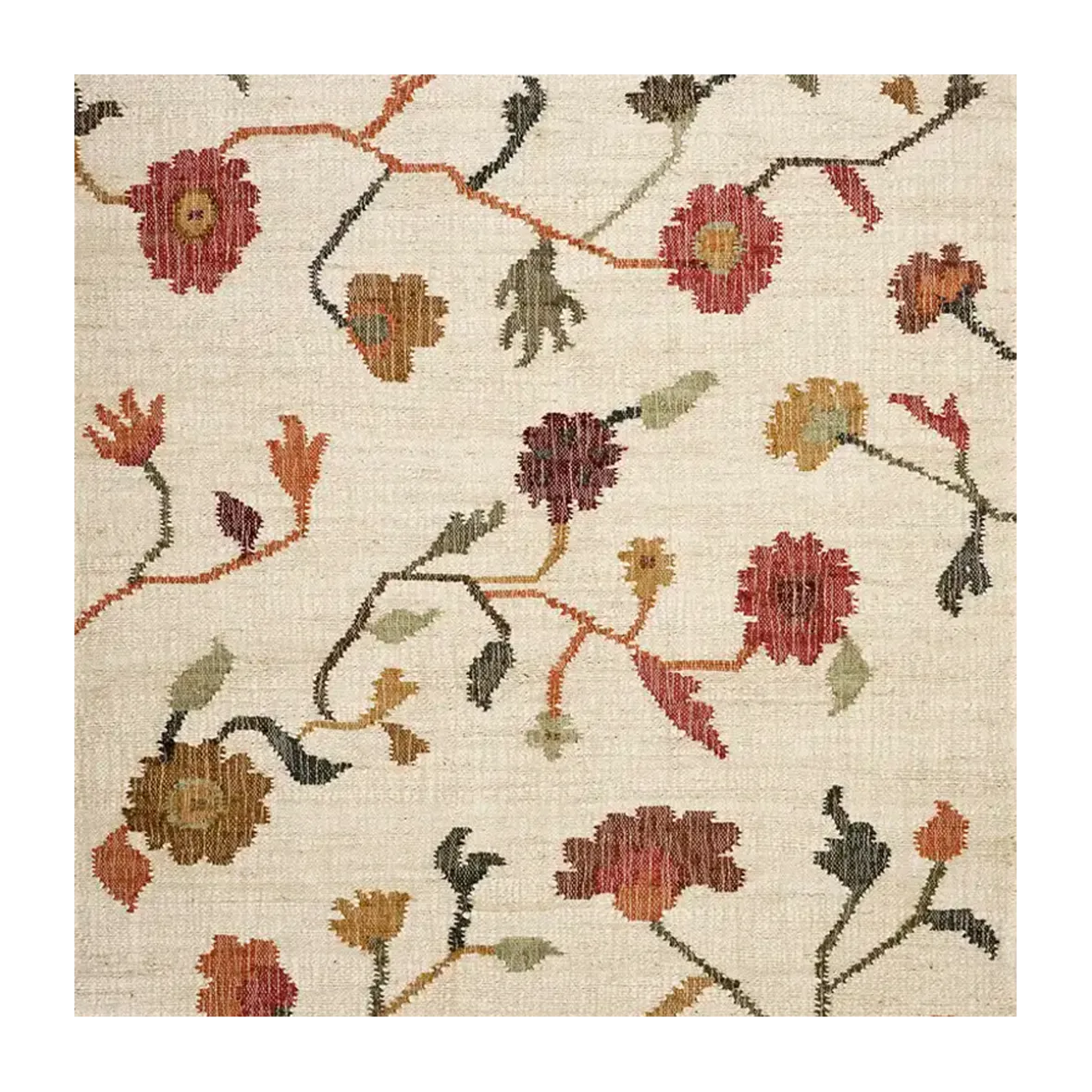 Håndvævet gulvtæppe i jute - ''Flowers''