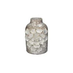 Keramikvase ''Flowers'' - hvid/brun
