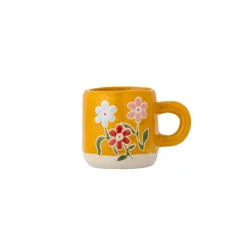 Kop med hank "Millie" - multi flowers gul