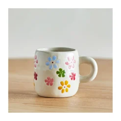 Kop med hank "Millie" - multi flowers creme