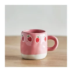 Kop med hank "Millie" - strawberries pink
