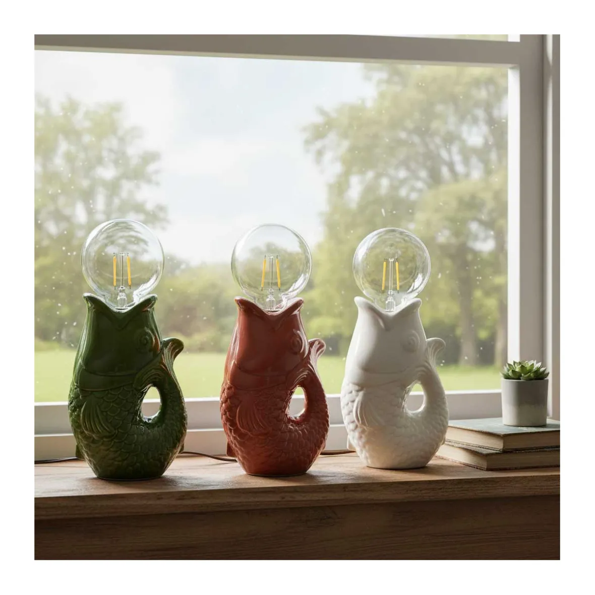 LED lampe "Poisson" - Kaki