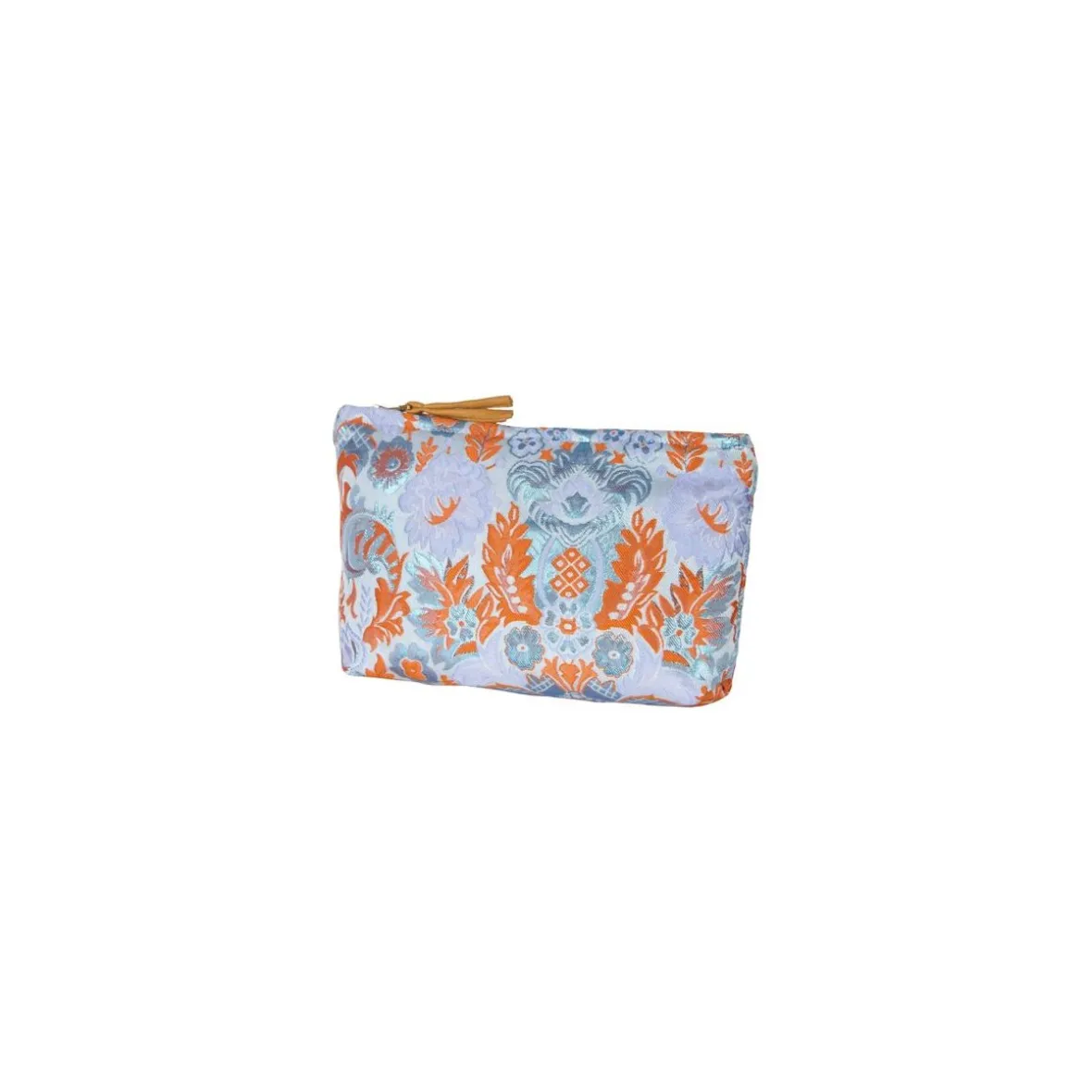 Pouch "Floral" - blå/orange