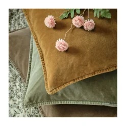 Pudebetræk velour 50x50 cm. - Ochre green