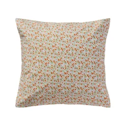 Pudebetræk 60x60 cm. - m/lyseblå og rustfarvede blomster