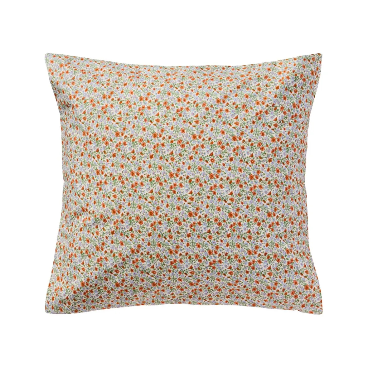 Pudebetræk 60x60 cm. - m/lyseblå og rustfarvede blomster
