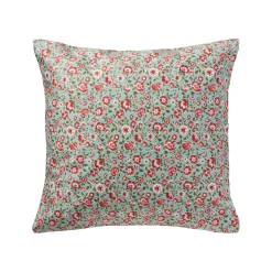 Pudebetræk 60x60 cm. - m/rustfarvede blomster og grønne blade