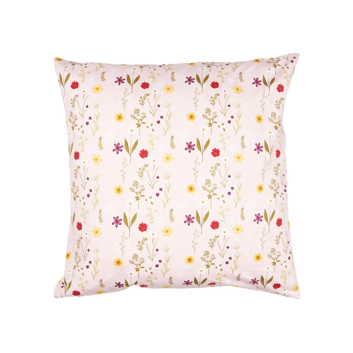 Pudebetræk 60x60 cm. - rosa med havens blomster