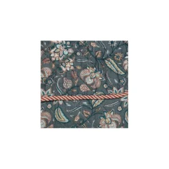 Quilt tæppe - Blå blomst m. rødstribet kant