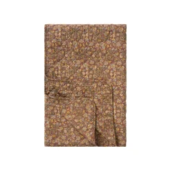 Quilt tæppe - brun m/blå, gule og grønne blomster