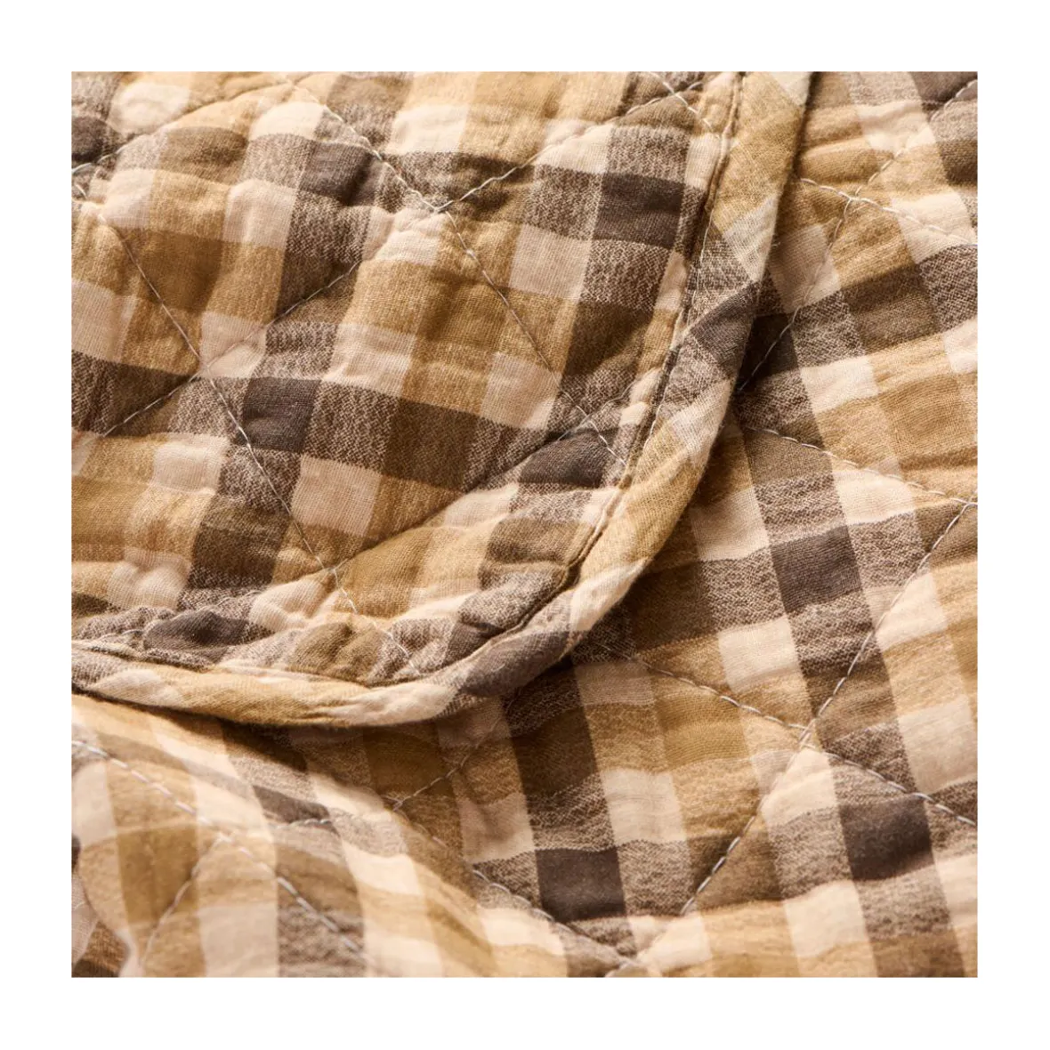Quilt tæppe - brunt ternet mønster