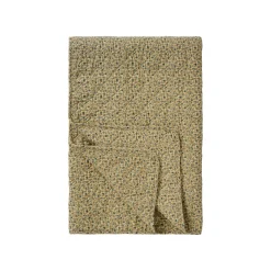 Quilt tæppe - cremefarvet m/blå og rosa blomster