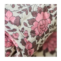Quilt tæppe - creme med lyserøde blomster
