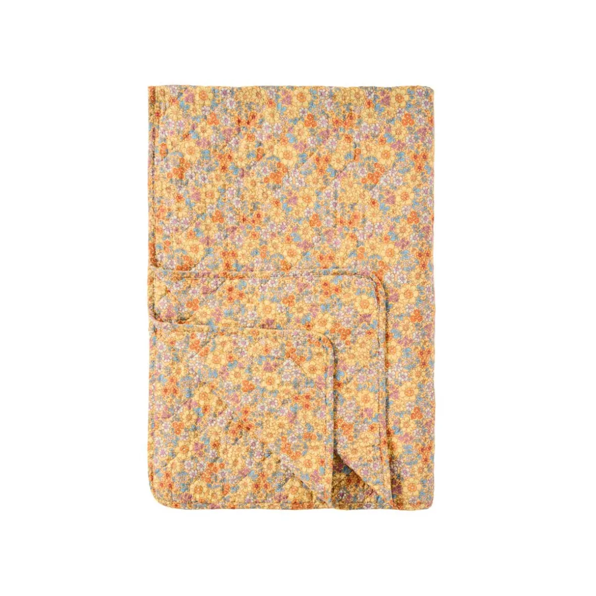 Quilt tæppe - gul med blomster