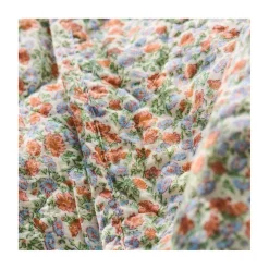 Quilt tæppe - hvid med blomster