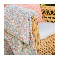 Quilt tæppe - hvid med blomster