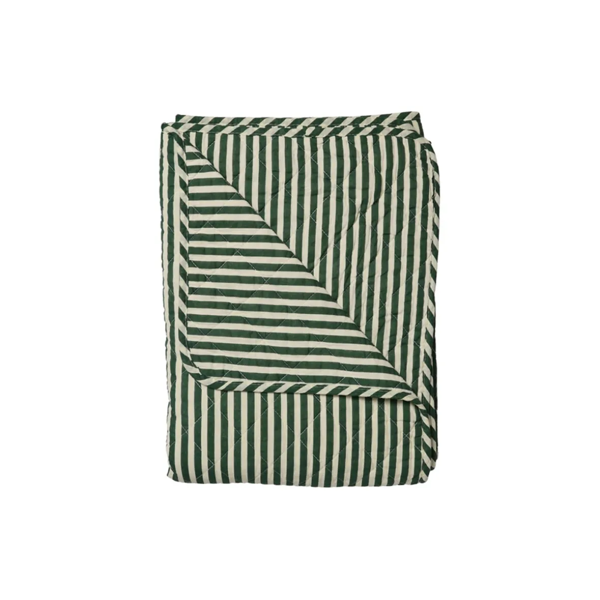 Quilt tæppe - mørkegrønne striber
