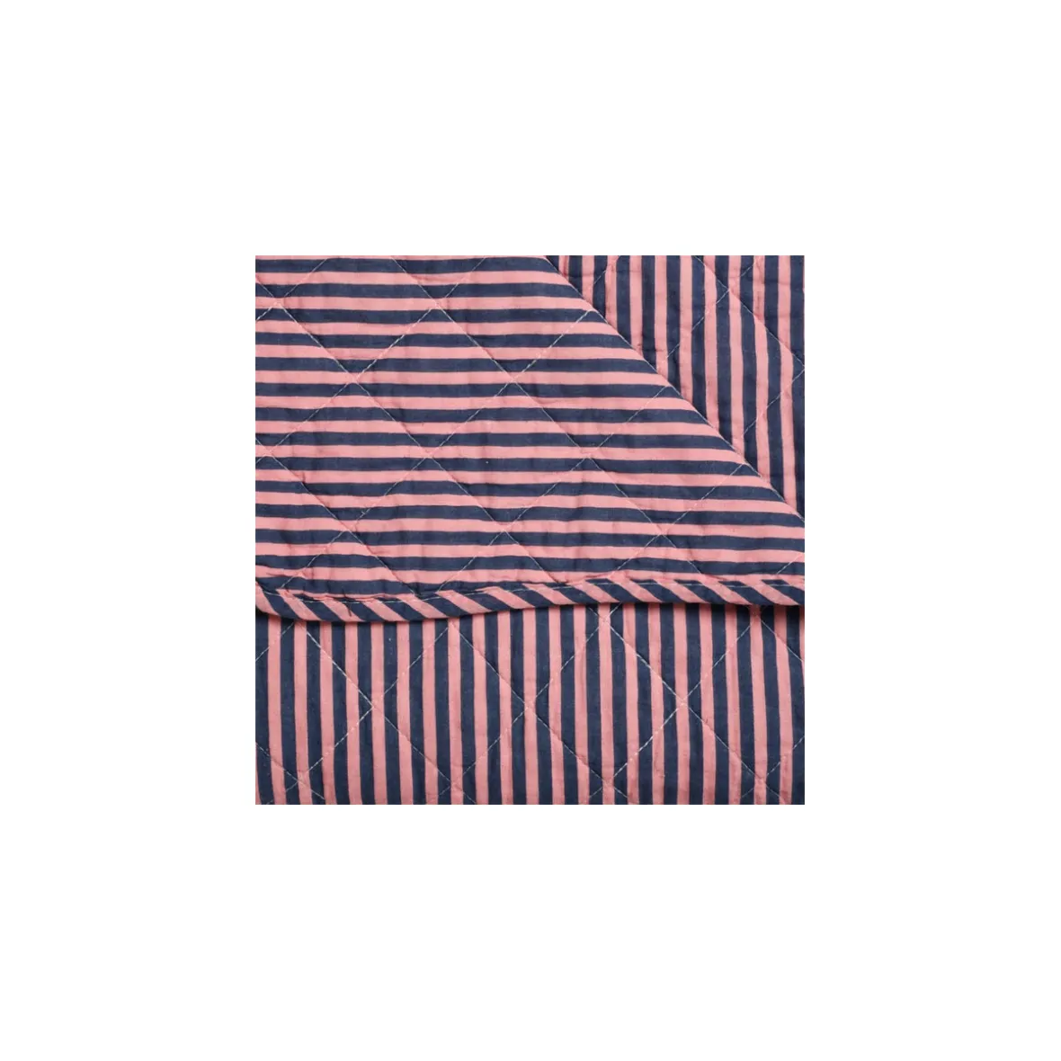 Quilt tæppe stribet - blå/pink