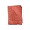 Quilt tæppe stribet - pink/brun