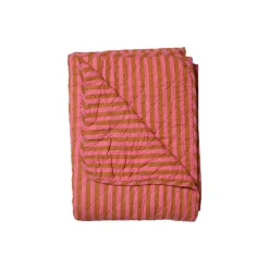 Quilt tæppe stribet - pink/brun