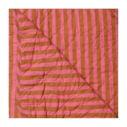 Quilt tæppe stribet - pink/brun