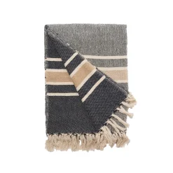 Sengetæppe "Mila" - navy/beige/natur