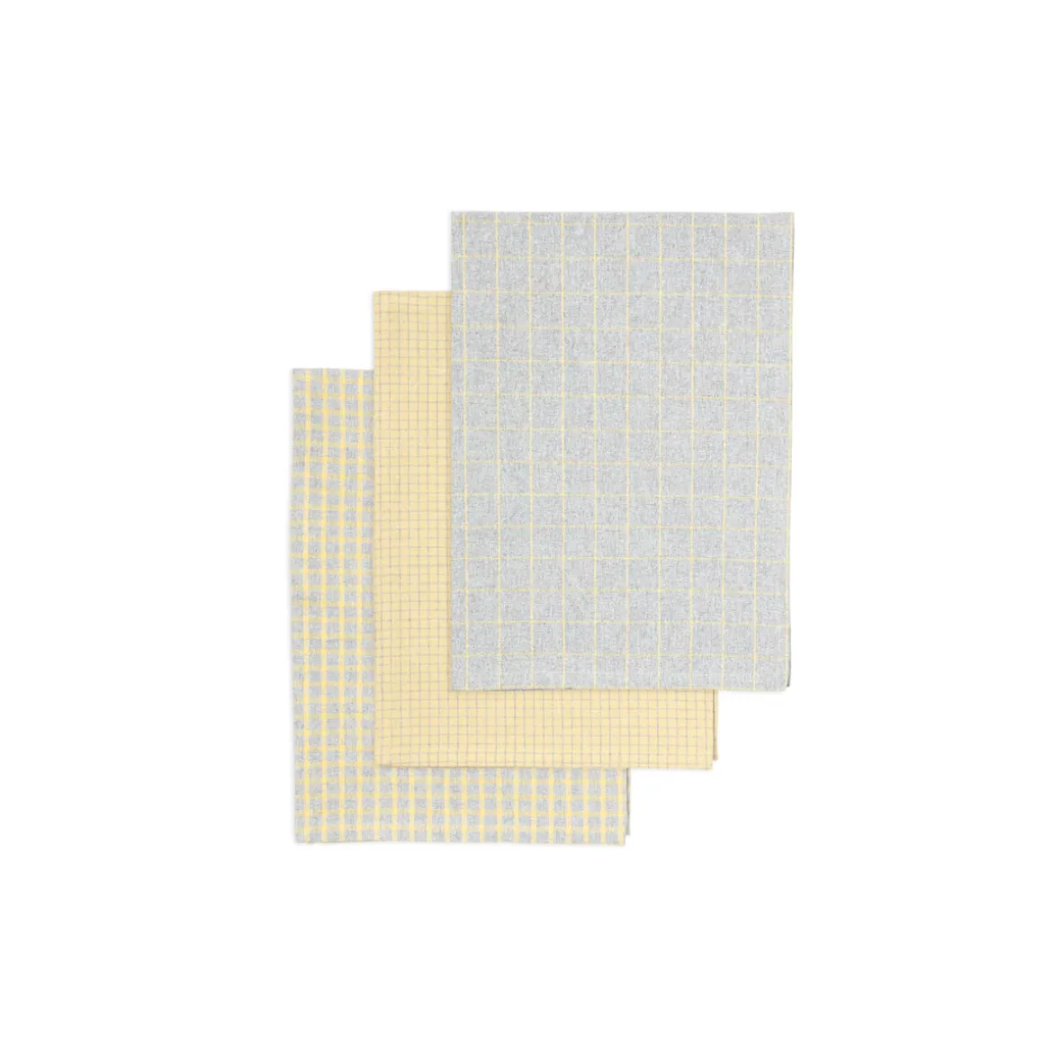 Sæt med 3 viskestykker - Yellow/grey