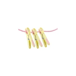 Tøjklemme - Pastel gul med rosa blomst