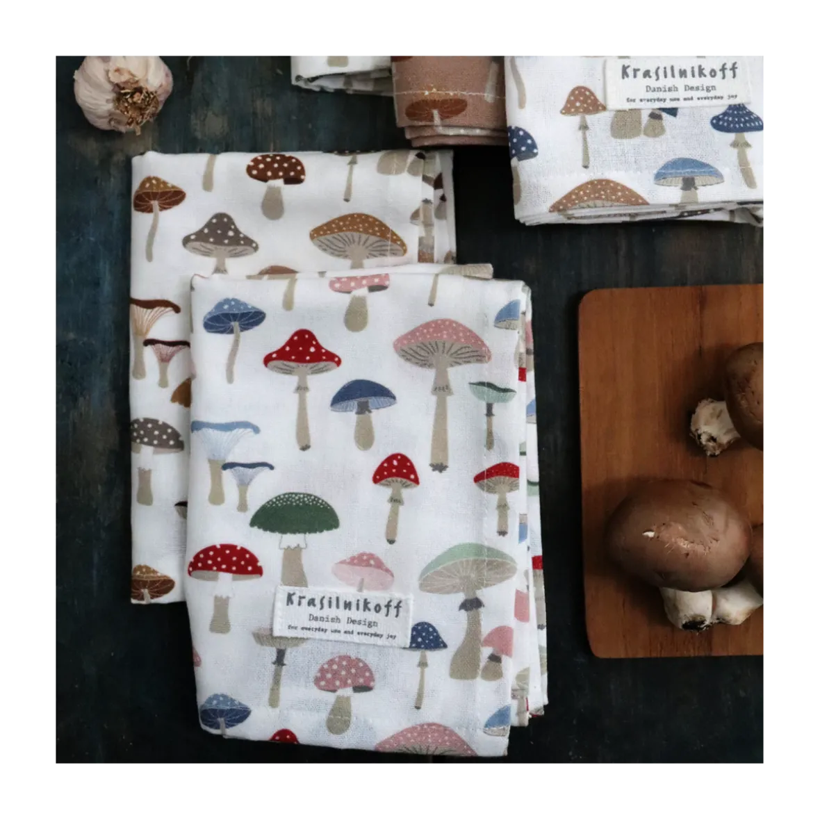 Viskestykke Mushroom - red